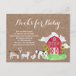 Cartão Postal De Convite ANIMAIS DE FAZENDA aquarela kraft Livros para Bebê