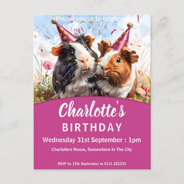 Cartão Postal De Convite Animais de festa - 2 Festas de aniversário de porc (Frente)