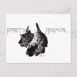 Cartão Postal De Convite Animal de Festa Scottish Terrier