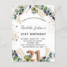 aniversário de 21 anos eucalyptus greenery glitter