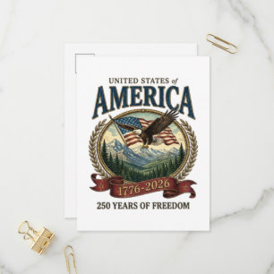 Cartão Postal De Convite Aniversário de 250 anos da América