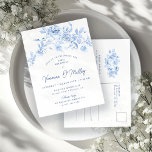 Cartão Postal De Convite aniversário de 30 anos Dusty Blue Rosa Floral<br><div class="desc">Um convite para cartão postal floral rosa floral aniversário de 30 anos azul Elegante.</div>