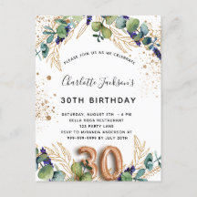 aniversário de 30 anos eucalyptus greenery glitter