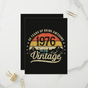 Cartão Postal De Convite Aniversário de 50 anos Vintage 1976