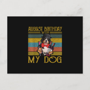 Cartão Postal De Convite Aniversário de Agosto com meu cachorro da montanha