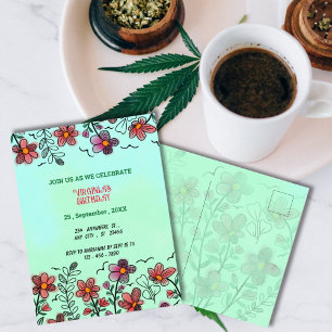 Cartão Postal De Convite ANIVERSÁRIO DE FLORES DE DOIS VERMELHOS primavera