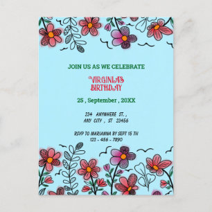 Cartão Postal De Convite ANIVERSÁRIO DE FLORES DE DOIS VERMELHOS primavera