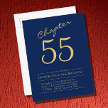 Cartão Postal De Convite Aniversário de Qualquer Ano de Script Dourado Azul<br><div class="desc">Bem-vindos aos convites elegantes, chic e de aniversário modernos! O nosso azul com cartões postais de guião dourados é a escolha perfeita para enviar aos seus convidados um eterno e um belo convite. Com um design único e na moda, esses cartões postais deixarão uma impressão duradoura em seus convidados. Os...</div>