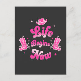 Cartão Postal De Convite Aniversário de Vaqueira Ocidental Rosa Marco Miles