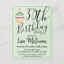 Aniversário do Cupcake de Aquarela Verde 30