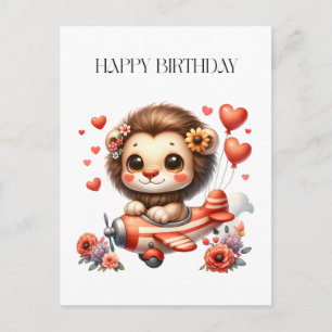 Cartão Postal De Convite Aniversário do Leão Piloto