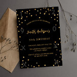 Cartão Postal De Convite Aniversário do ouro negro<br><div class="desc">Um convite de aniversário glamouroso para ele e para ela. Um fundo preto decorado com estrelas douradas falsas. Personalize e adicione um nome e detalhes da parte. Adicione o ano de nascimento e o ano de celebração.</div>