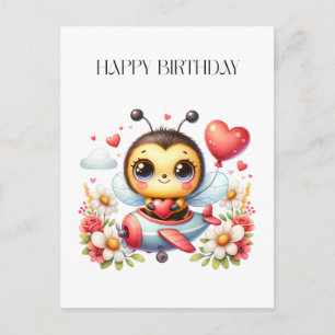 Cartão Postal De Convite Aniversário do Piloto Abelha