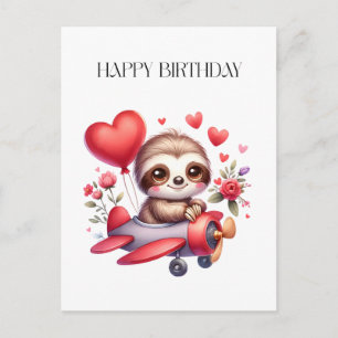Cartão Postal De Convite Aniversário do Piloto Preguiça