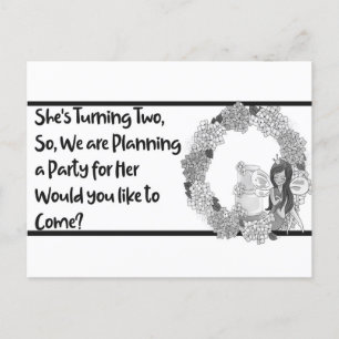 Cartão Postal De Convite Aniversário para Filha Virando Dois