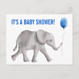 Cartão-postal de convite ao Chá de fraldas elefant