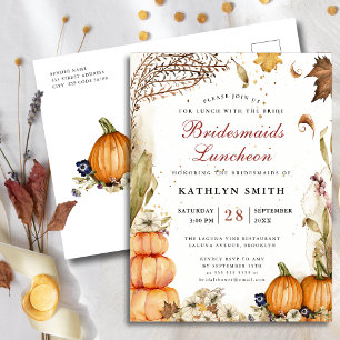 Cartão Postal De Convite Apaixonar-Se Pumpkin Russo Bridesmaids Luncheids