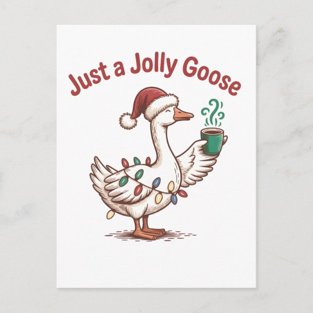 Cartão Postal De Convite Apenas um Jolly Goose Natal Ganso Bebendo Matcha (Frente)