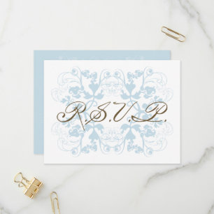Cartão Postal De Convite Aqua Floral Flourish Elegante Chic Wedding RSVP