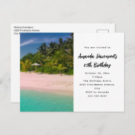 Cartão Postal De Convite Aquamarine Ocean Tropical Beach Scenic Birthday