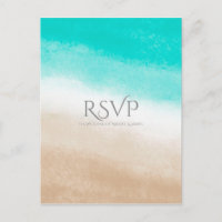 Aquarela Verde-azulado & Bege Elegante Casamento d