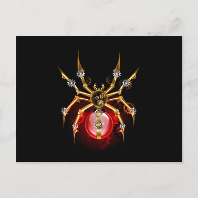 Cartão Postal De Convite Aranha-do-galo em preto (Frente)