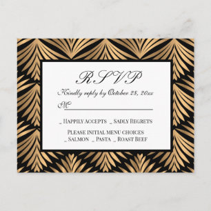 Cartão Postal De Convite Art Deco Black Dourado Excelente Gatsby Weding RSV