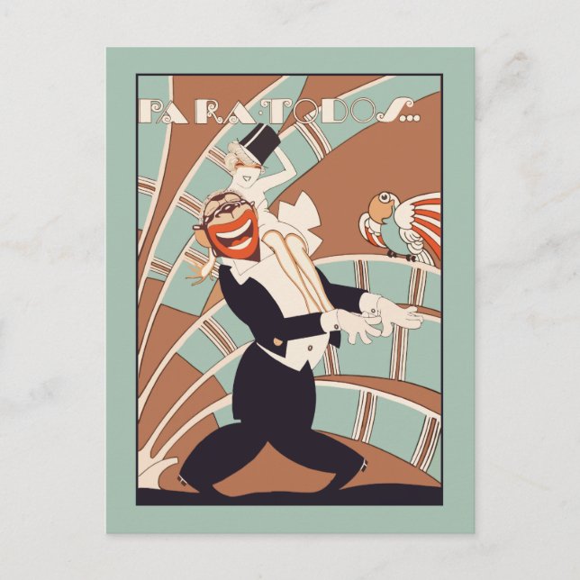 Cartão Postal De Convite Art Deco, partido tropical ou latino (Frente)