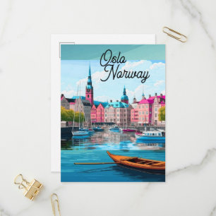 Cartão Postal De Convite Arte de cartão-postal de viagem de Oslo Noruega, C