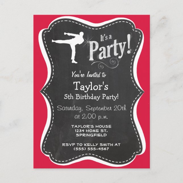 Cartão Postal De Convite Artes Marciais Vermelhas Crimson (Frente)