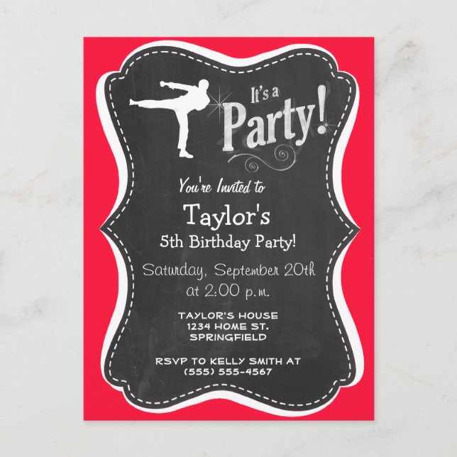 Cartão Postal De Convite Artes Marciais Vermelhas Escarlate (Frente)