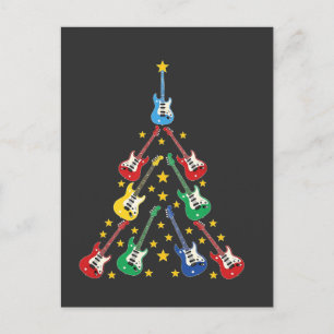 Cartão Postal De Convite Árvore de Natal de Guitarra Elétrica Amantes da Mú