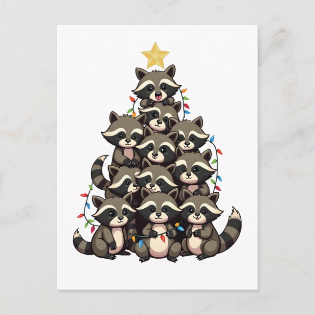 Cartão Postal De Convite Árvore de Natal do Pinguim Feliz Natal  (Frente)
