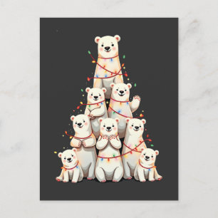 Cartão Postal De Convite Árvore de Natal do Polar Bear Feliz Natal Xmas