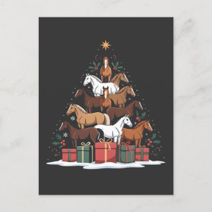 Cartão Postal De Convite Árvore de Natal em forma de cavalo Natal Equino 