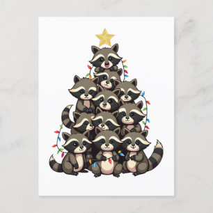 Cartão Postal De Convite Árvore de Natal Pinguim Feliz Natal Xmas