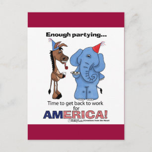 Cartão Postal De Convite Asno e elefante bastante que Partying!