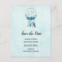 Atrativo Blue Dreamcatcher Boho Save the Date