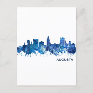 Cartão Postal De Convite Augusta Georgia Skyline Blue
