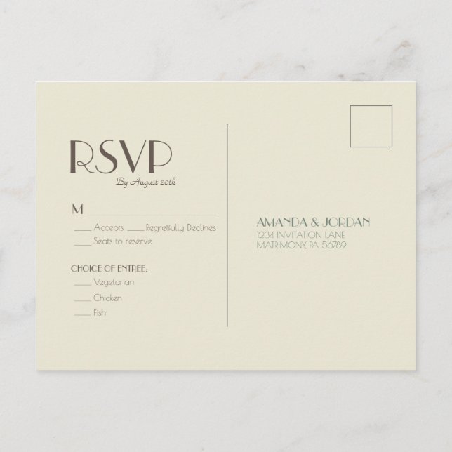 Cartão Postal De Convite Autumn Boho Deco | RSVP De Casamentos De Creme (Verso)