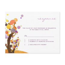 Autumn Love Trees Purple Wedding RSVP