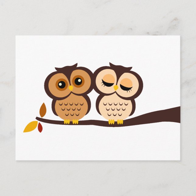 Cartão Postal De Convite Autumn Themed Owls Wedding RSVP (Frente)
