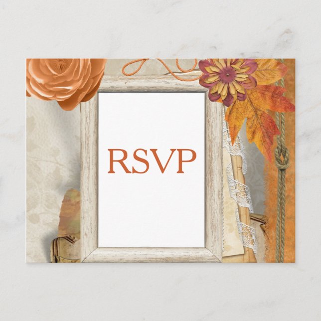 Cartão Postal De Convite Autumn Wedding RSVP (Frente)