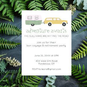 Cartão Postal De Convite AVENTURA ESPERA Festa de Bon Voyage de Aposentador
