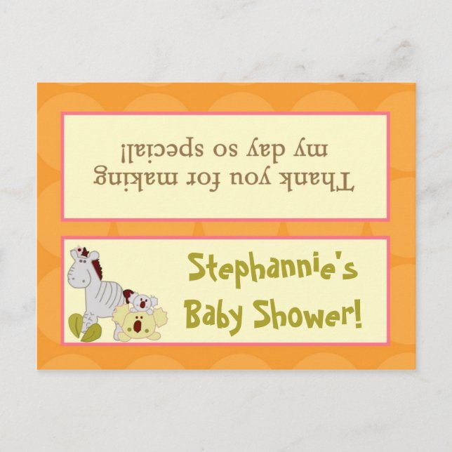 Cartão Postal De Convite Bag Topper Tropical Punch Girl Elepha (Frente)