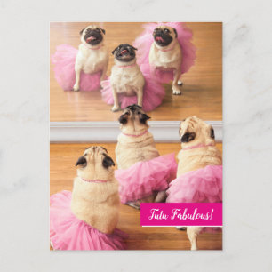 Cartão Postal De Convite Ballerina Pugs Em Tutus