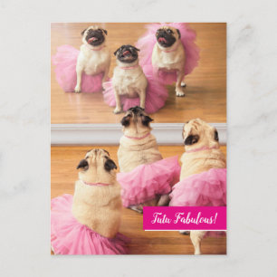 Cartão Postal De Convite Ballerina Pugs Em Tutus