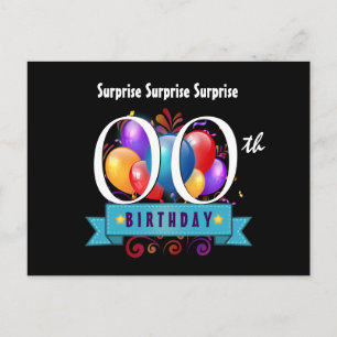 Cartão Postal De Convite Balões de Festa de aniversário SURPRISE a Qualquer