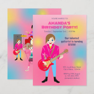 Cartão Postal De Convite Banda de garotas de música retrô Festa de Aniversá