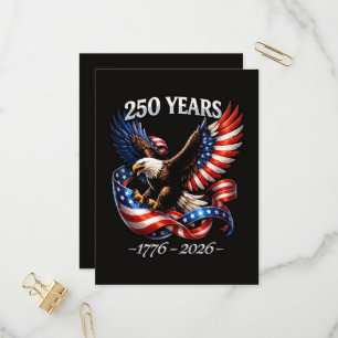 Cartão Postal De Convite Bandeira Americana Águia de Aniversário de 250 Ano